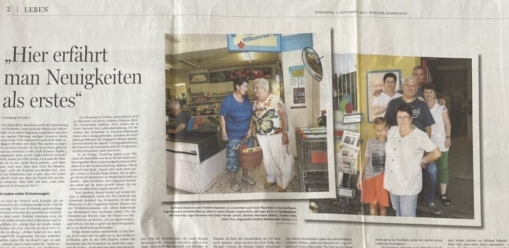 Artikel über den Dorfladen in der "Berliner Morgenpost"